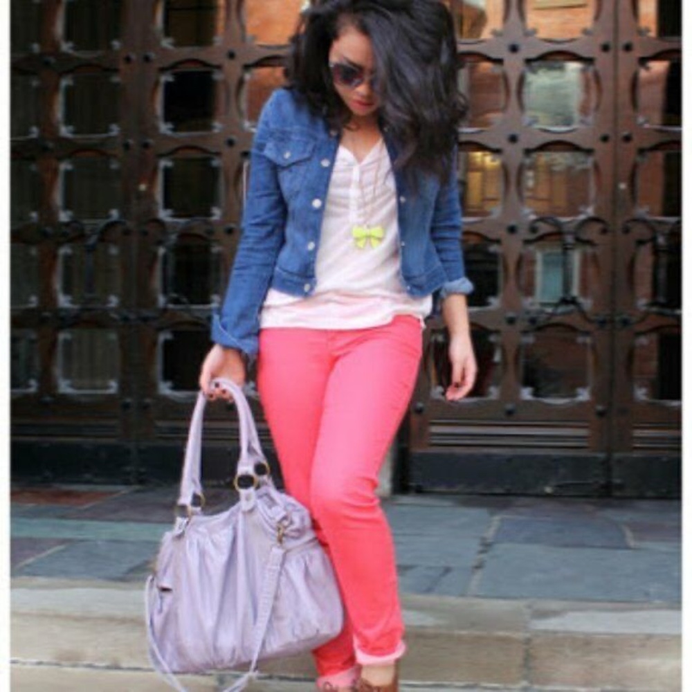 Celebrity Blues Fuchsia Rose Colored Skinny Low Rise Ankle Jeans, Size 5